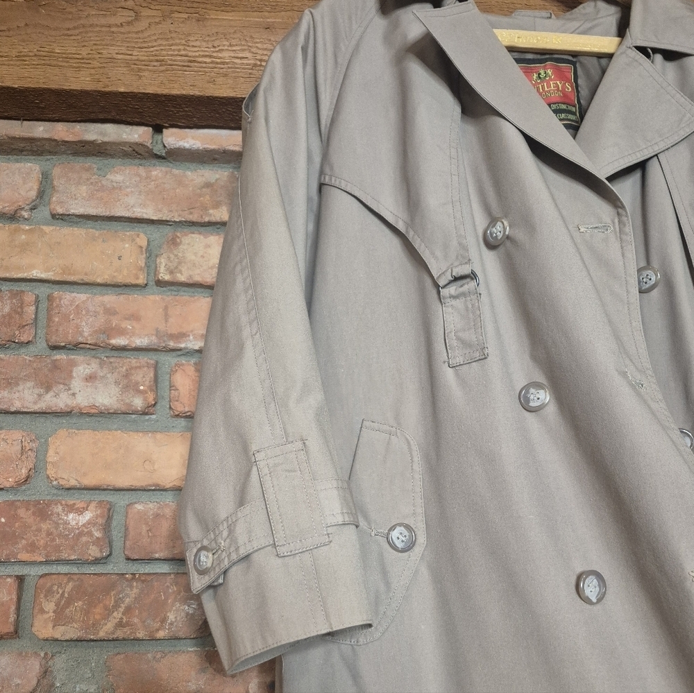 Bentley’s of London Taupe Trench Coat | Classic Double-Breasted Belted | Timeles - Picture 7 of 16